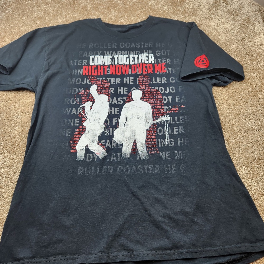Vintage Concert Tees The Beatles Come Together Lyric Graphic Shirt Mens L Black